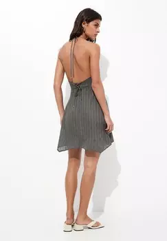 Повседневное платье STRAPPY BEADED PULL&BEAR, серый