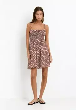 Повседневное платье STRAPPY SMOCKED PULL&BEAR, бургундия