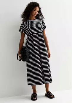 Повседневное платье STRIPE MIDI SMOCK New Look, черный