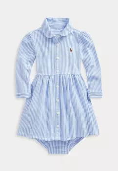 Повседневное платье STRIPED MESH OXFORD DRESS SET Ralph Lauren, синий