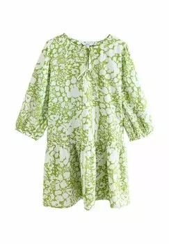 Повседневное платье TALL FIT - TIE FRONT TIERED MINI Next, зеленый