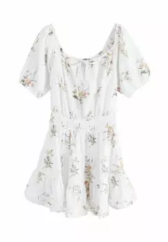 Повседневное платье TEXTURED OFF SHOULDER Next, белый