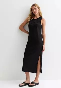 Повседневное платье TEXTURED SLEEVELESS SPLIT HEM MIDI New Look, черный