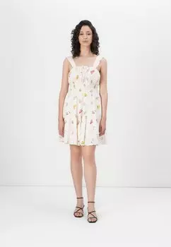Повседневное платье TIE FRONT SMOCKED MINI GAP, черный