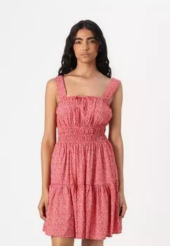Повседневное платье TIE FRONT SMOCKED MINI GAP, красный