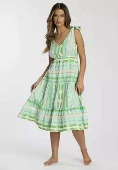 Повседневное платье TIE SHOULDER MIDI South Beach, зеленый