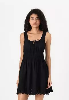 Повседневное платье TIE SMOCKED MINI DRESS GAP, черный