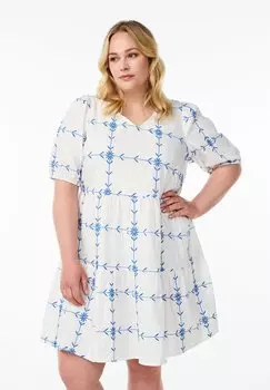 Повседневное платье V-AUSSCHNITT UND STICKEREIEN Zizzi, белый