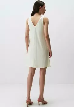 Повседневное платье V Neck Sleeveless Pocket Jimmy Key, кремовый