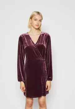Повседневное платье VIKATJA L S SHORT WRAP KA VILA, цвет winetasting