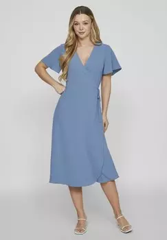 Повседневное платье VILOVIE WRAP MIDI DRESS VILA, темно-синий