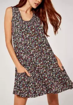 Повседневное платье Vintage Ditsy Apricot, темно-синее