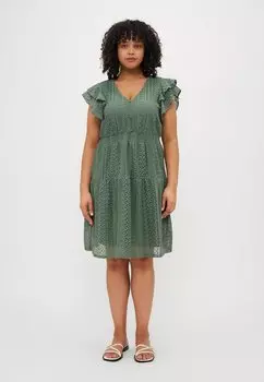 Повседневное платье VMHONEY V NECK DRESS Vero Moda Curve, хаки