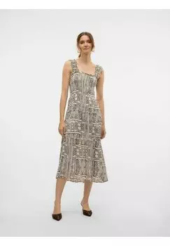 Повседневное платье VMMENNY SMOCK CALF Vero Moda, бежевый