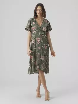 Повседневное платье VMSAKI CALF WRAP Vero Moda, зеленый