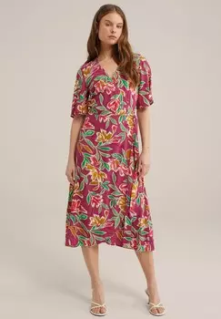 Повседневное платье WE Fashion, фуксия пестрая