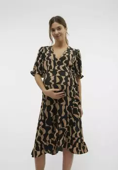 Повседневное платье WICKEL S S WRAP MAMALICIOUS, цвет savannah tan