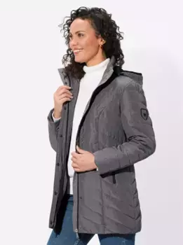 Повседневного образа стеганая куртка с капюшоном Casual Looks, антрацит