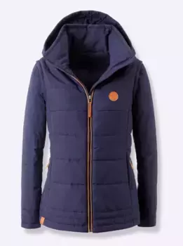 Повседневного образа стеганая куртка с капюшоном Casual Looks, цвет морской волны