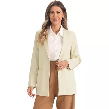 Повседневные блейзеры для женщин, офисные куртки с открытым передом и длинными рукавами, костюм-пиджак с 3 карманами ALLEGRA K, бежевый