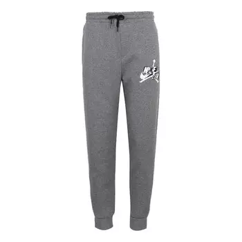 Повседневные брюки jumpman classics flying man с принтом на шнурке с флисовой подкладкой облегающие длинные брюки Air Jordan, серый