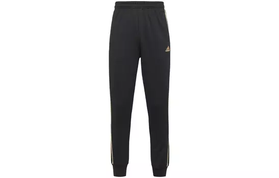 Повседневные брюки мужские черные/золотые Adidas, черный