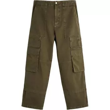 Повседневные брюки мужские коричневые / зеленые Zara, коричневый/зеленый