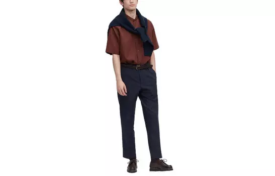 Повседневные брюки мужские темно-синие Uniqlo, темно-синий
