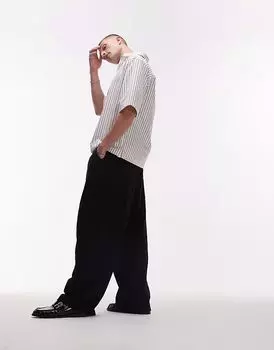 Повседневные брюки Topman из льняной смеси свободного кроя черного цвета