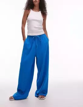 Повседневные брюки Topshop из марли синего цвета без застежек