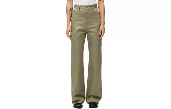 Повседневные брюки женские армейского зеленого цвета Loewe