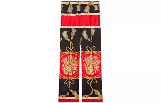 Повседневные брюки женские черные/красные Gucci