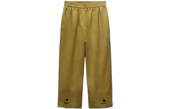 Повседневные брюки женские оливково-зеленые Zara
