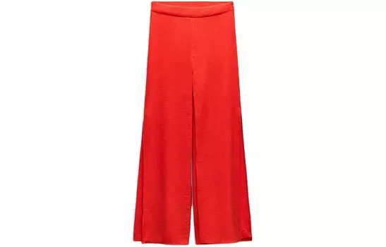 Повседневные брюки женские темно-красные Zara