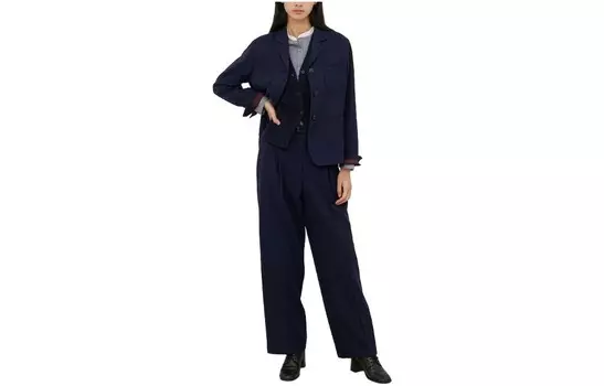Повседневные брюки женские темно-синие Uniqlo
