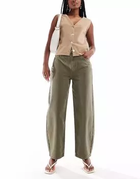 Повседневные джинсы-бочки ASOS DESIGN цвета хаки