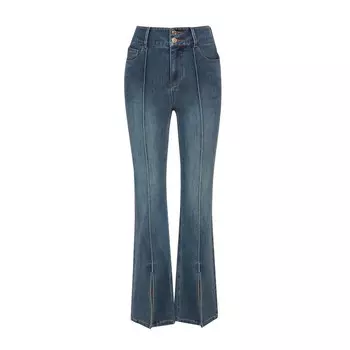 Повседневные джинсы Deep Breath с разрезом спереди, синий