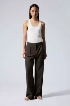 Повседневные костюмные брюки с заглаженными складками Weekday, коричневый