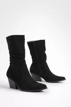 Повседневные ковбойские ботинки со сострочками Boohoo, черный