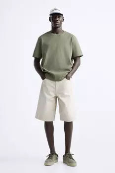 Повседневные кожаные кроссовки ZARA, хаки зеленый