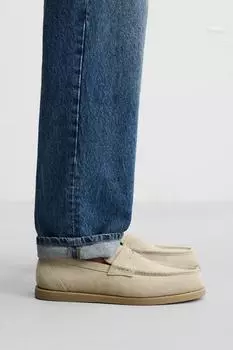 Повседневные кожаные мокасины-пенни ZARA, цвет Ecru White