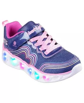 Повседневные кроссовки с подсветкой и ремешком Little Girls Heart Lights в стиле ретро от Finish Line Skechers, мультиколор