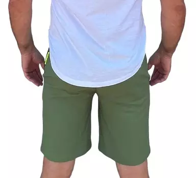 Повседневные льняные шорты зеленого цвета в стиле милитари BAIN DE MER