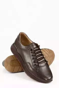 Повседневные мужские кроссовки из натуральной кожи с круглым носком на шнуровке 01934 GNDER(R), коричневый
