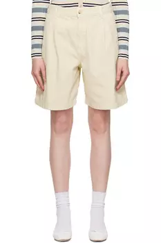 Повседневные плиссированные джинсовые бермуды Maison Kitsun, цвет paper