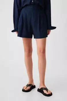 Повседневные шорты длиной 4 дюйма из хлопка и льна Gap, синий