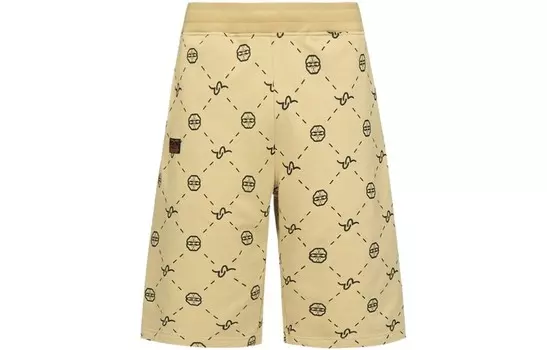 Повседневные шорты мужские абрикосового цвета по всему полу Evisu, цвет Apricot color all over the ground