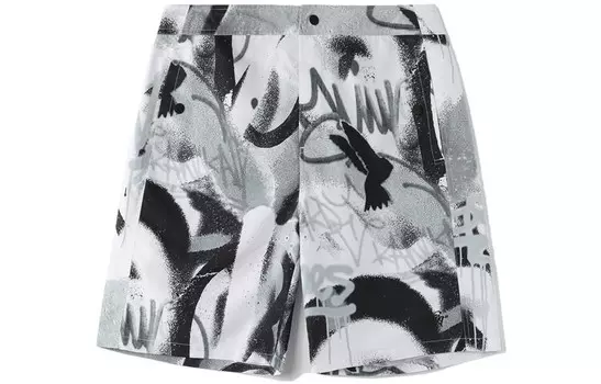 Повседневные шорты мужские черно-белые с принтом Lining, черно-белый