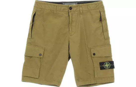 Повседневные шорты мужские оливково-зеленые Stone Island, оливково-зеленый