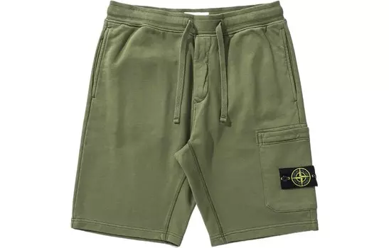 Повседневные шорты мужские оливково-зеленые Stone Island, оливково-зеленый